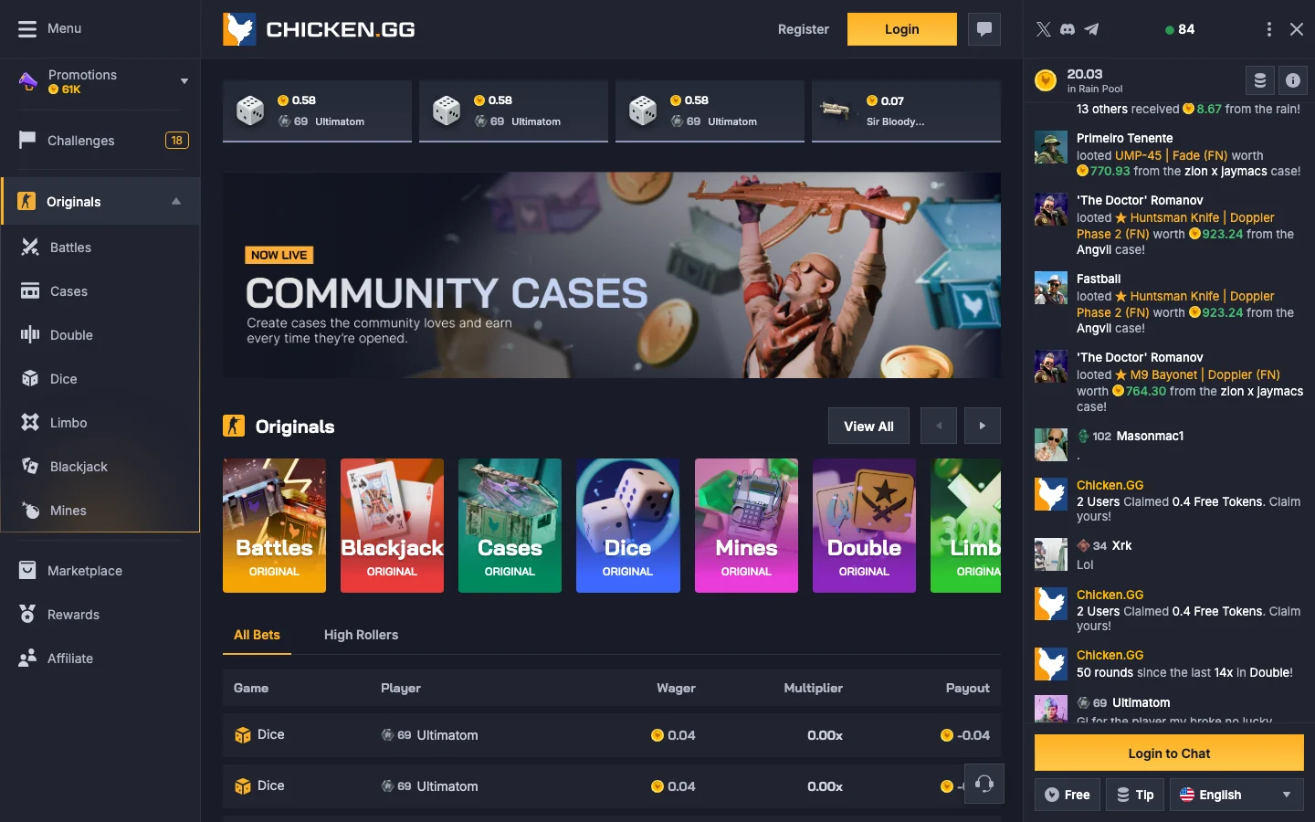 Chicken.gg homepage