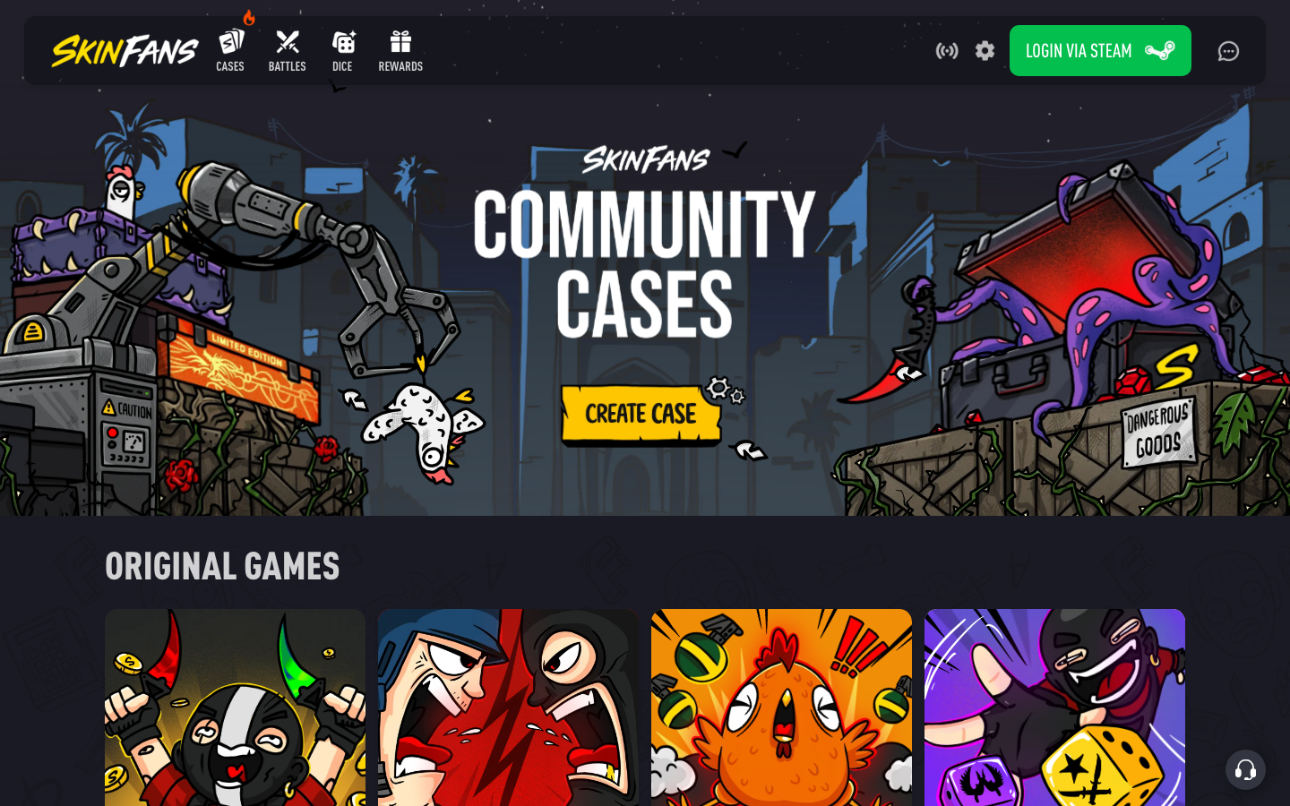 SkinFans homepage